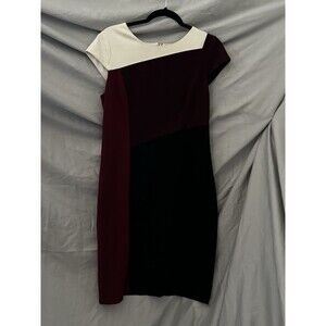 White House Black Market Women’s Black/Red Short Sleeve Sheath Dress - 12